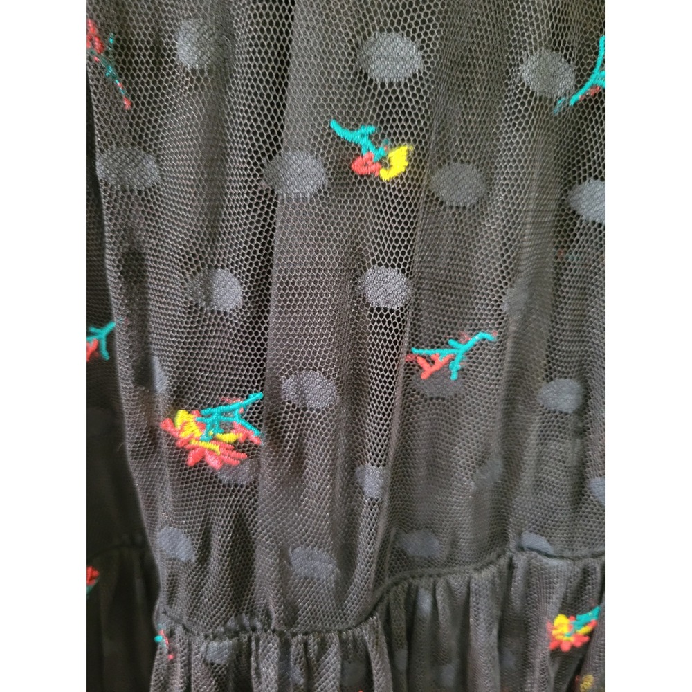 Torrid Black Mesh Floral Embroidered Polka Dot Maxi Dress Set Plus Size 3 3X - Picture 14 of 16
